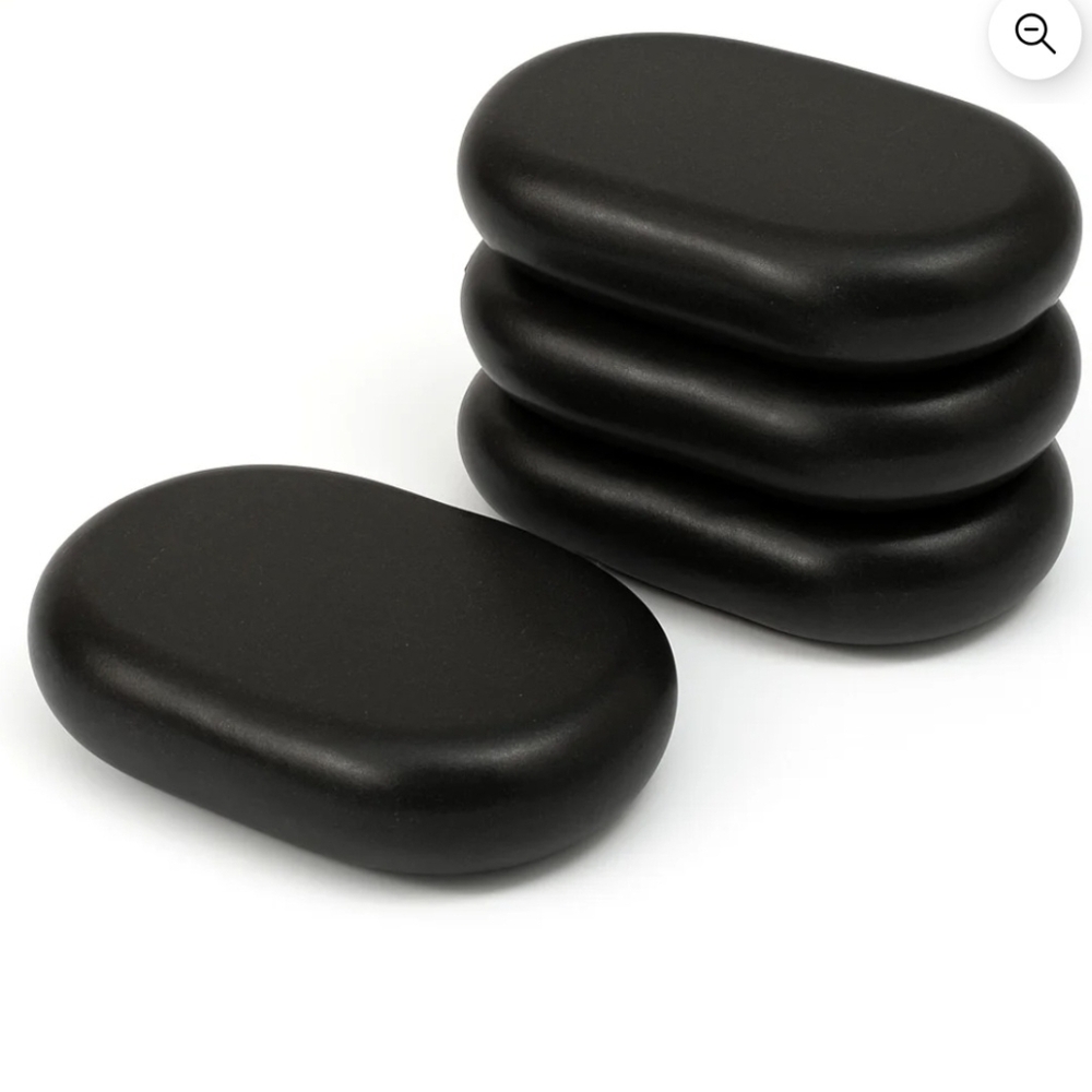 Set of 4 XL Oval Hot Massage Stones – Natural Basalt Stones for Spa Therapy